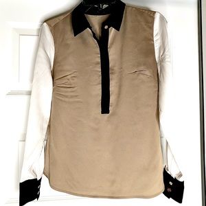 👚 Ann Taylor Color Block Blouse Silky Dress Shirt
